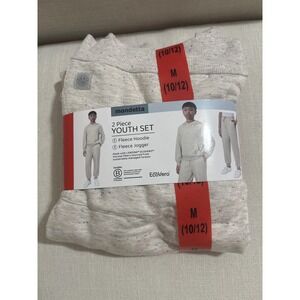 Mondetta Youth 2 Piece Fleece Hoodie and Jogger Set White Speckled Size M 10/12